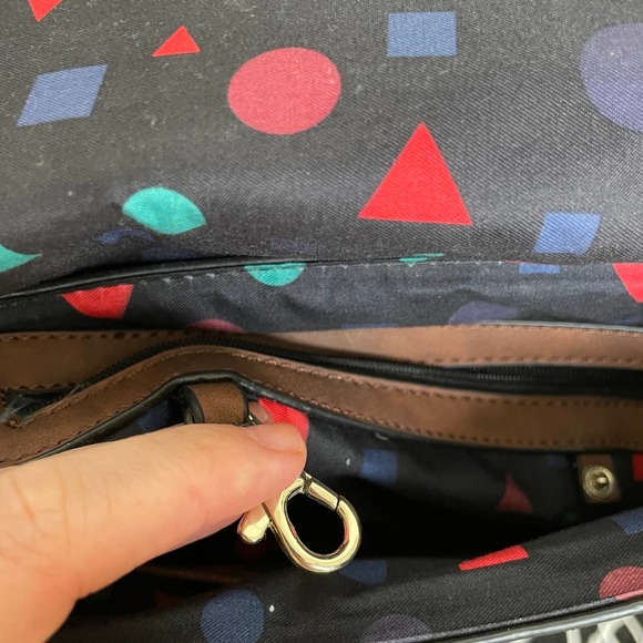 Desigual Crossbody Shoulder Purse Mixed Patchwork Pattern Pockets Brown - Picture 6 of 13